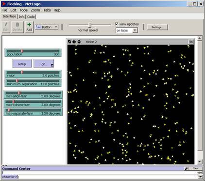 Flocking simulation in NetLogo