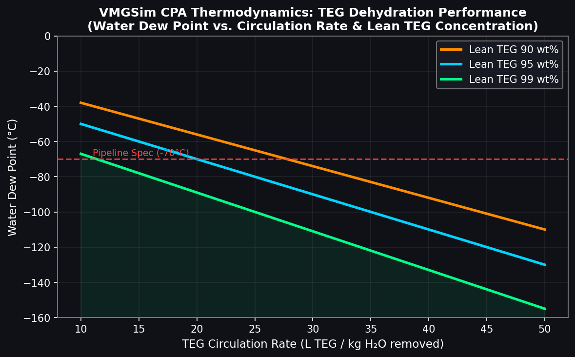 VMGSim TEG Dehydration Water Dew Point Depression